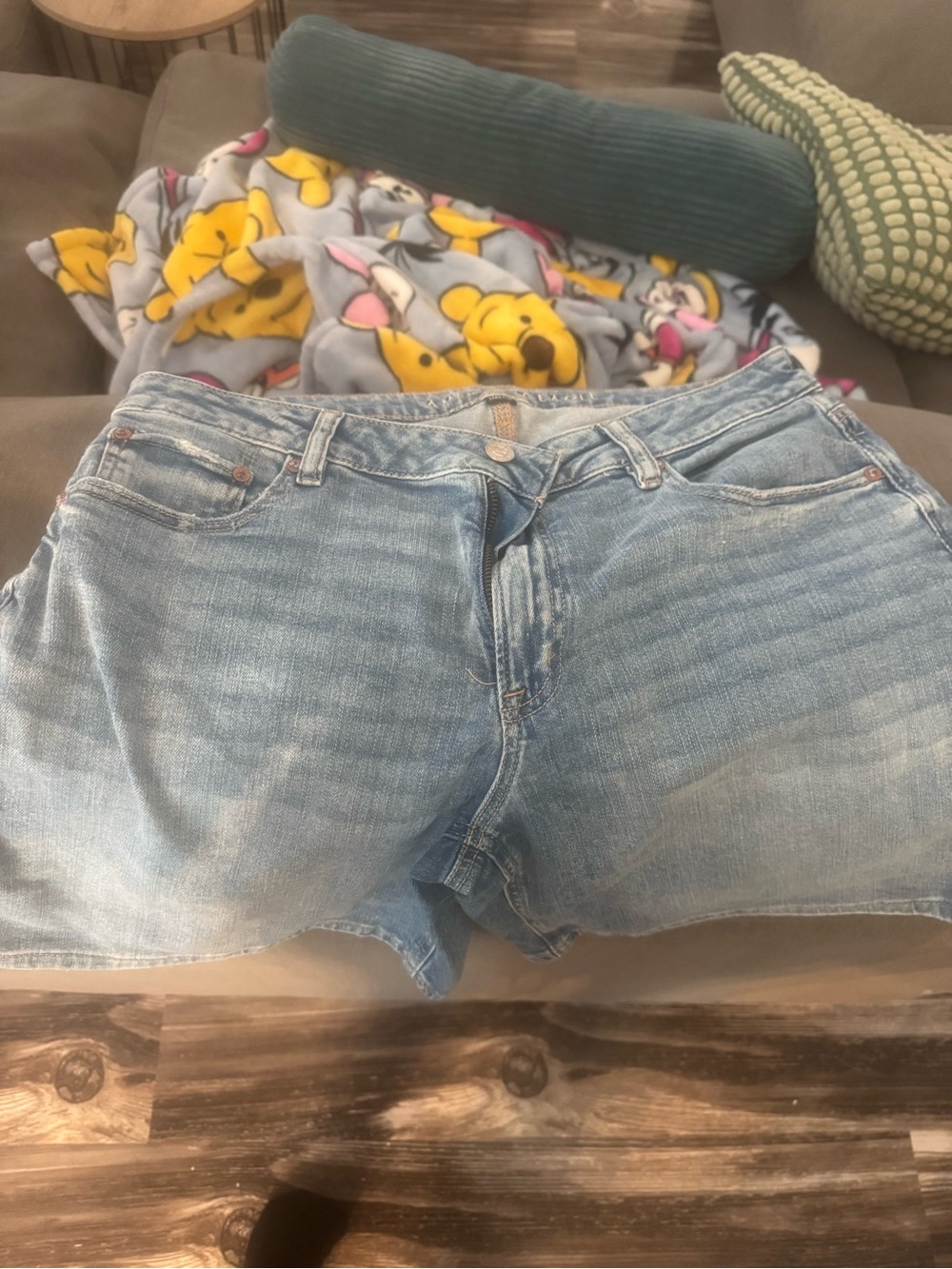 American EagleLight Blue Distressed Denim Shorts